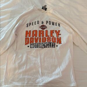 Harley-Davidson White and Orange Long Sleeve Tee
